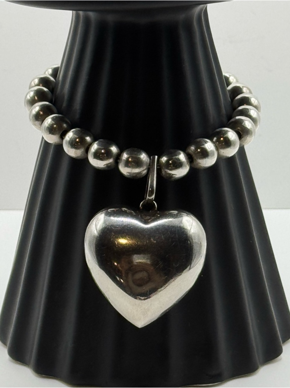 925 Mexico Silver Bead Bracelet with 925 Heart Charm